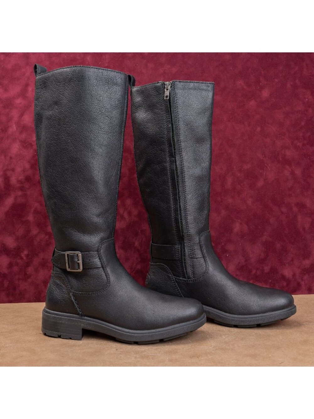 UGG Women Moto Party Black Waterproof Leather fashion Zip Knee Boots sz 8.5